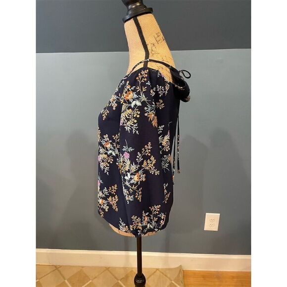 Monteau Los Angeles Women's M Navy Blue Floral Spaghetti Strap Camisole Top - Picture 6 of 9